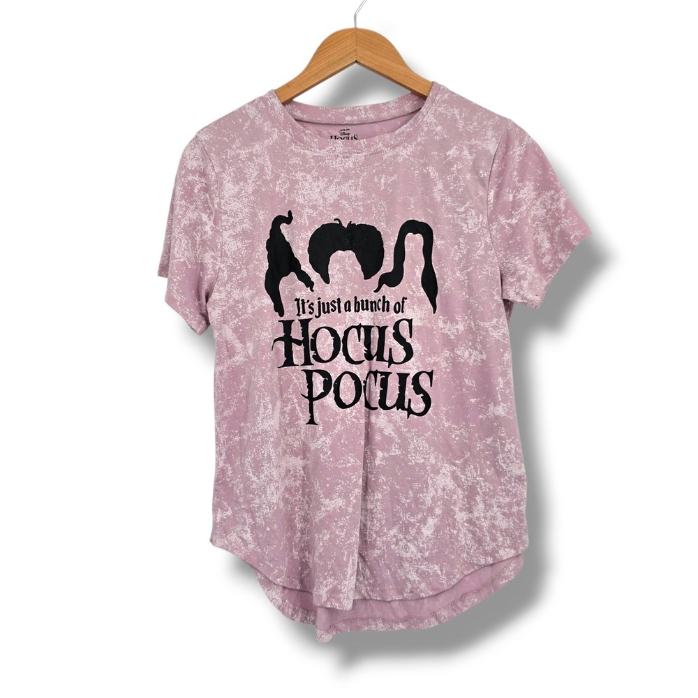 Disney Hocus Pocus Sanderson Sisters Pink Acid Wash Graphic Tee Shirt XL 15-17